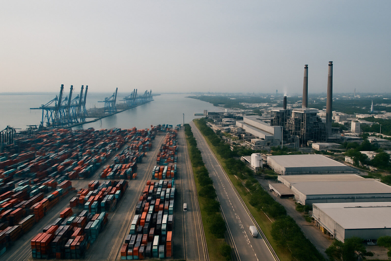 Industrial Port and Complex Aerial View